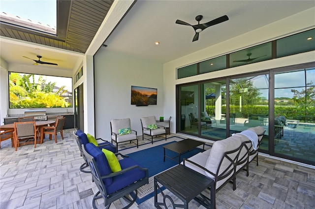 view of patio with an outdoor hangout area