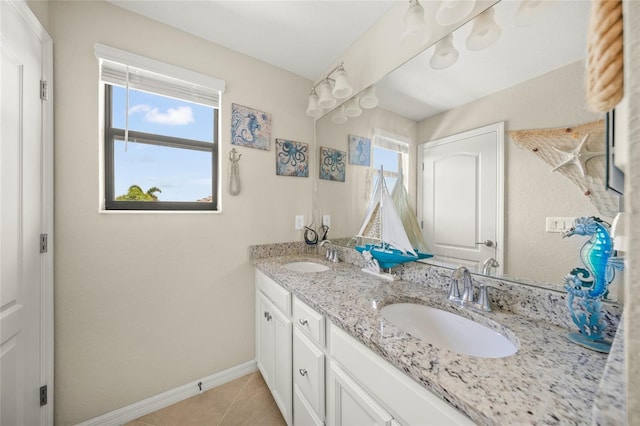 bathroom featuring tile patterned flooring and vanity