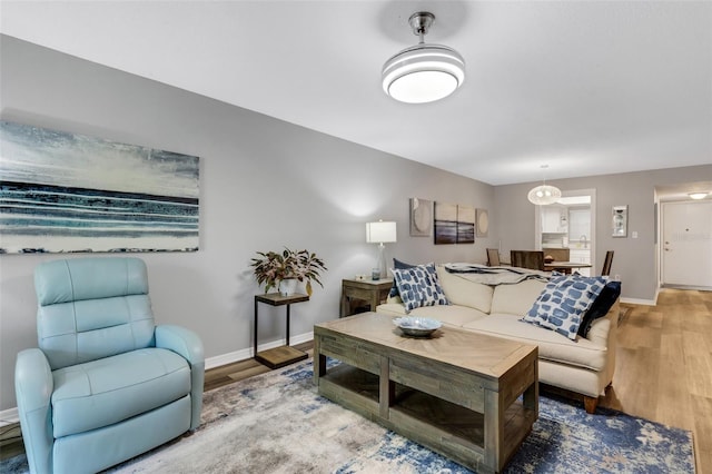 living room with hardwood / wood-style floors