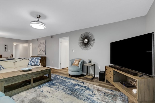 living room featuring hardwood / wood-style flooring