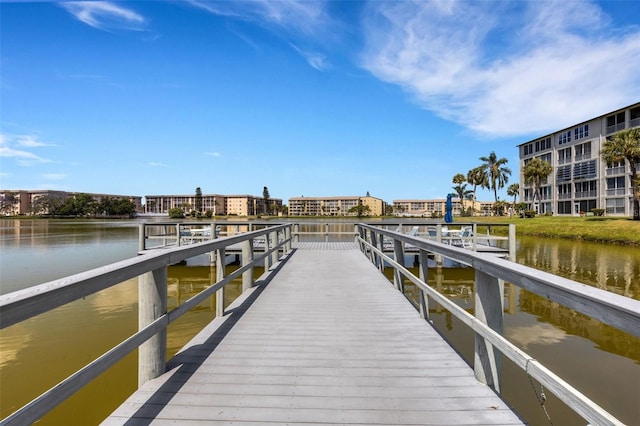 dock area featuring a water view