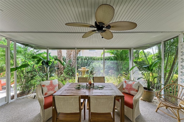 136 Crescent Dr, Anna Maria, FL 34216 - sunroom / solarium with plenty of natural light, a ceiling fan, and outdoor dining area