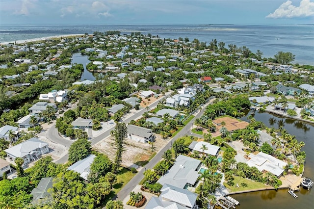 136 Crescent Dr, Anna Maria, FL 34216 - aerial view with a water view and a residential view