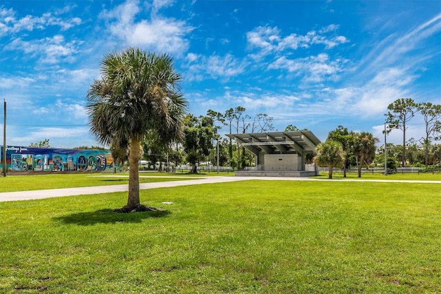 view of community featuring a lawn