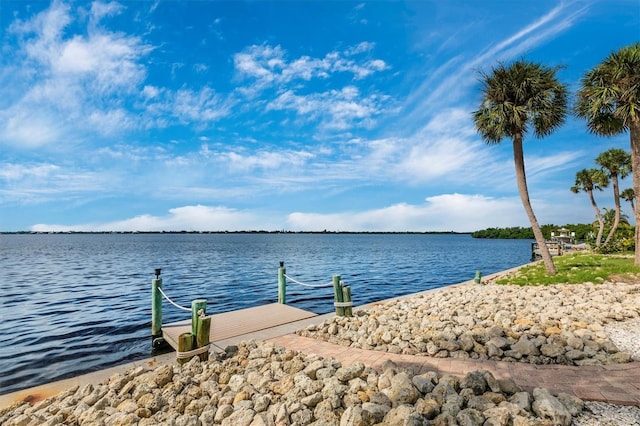 dock area featuring a water view