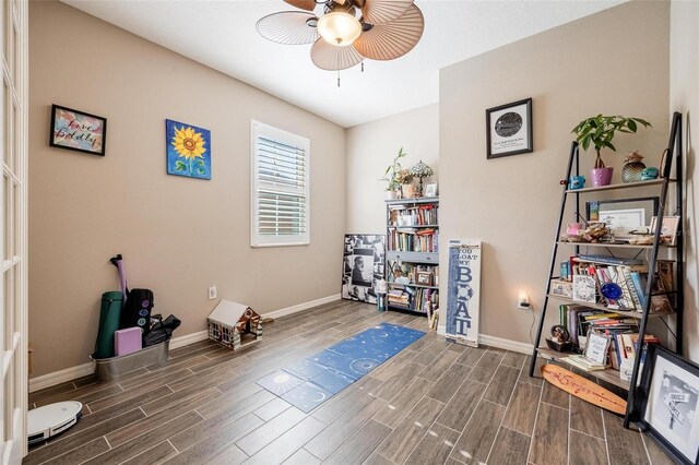 8798 Tuscany Isles Dr, Punta Gorda, FL 33950 - miscellaneous room with wood finish floors, baseboards, and ceiling fan