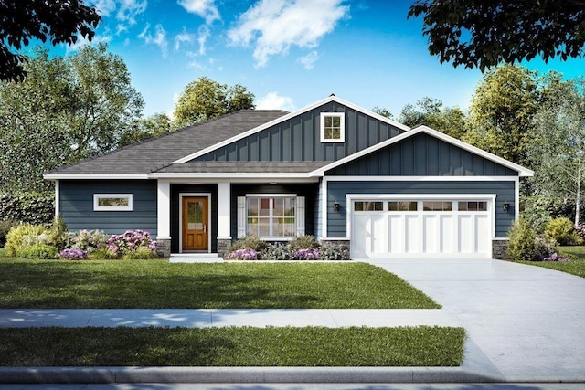 view of front facade with a garage and a front yard