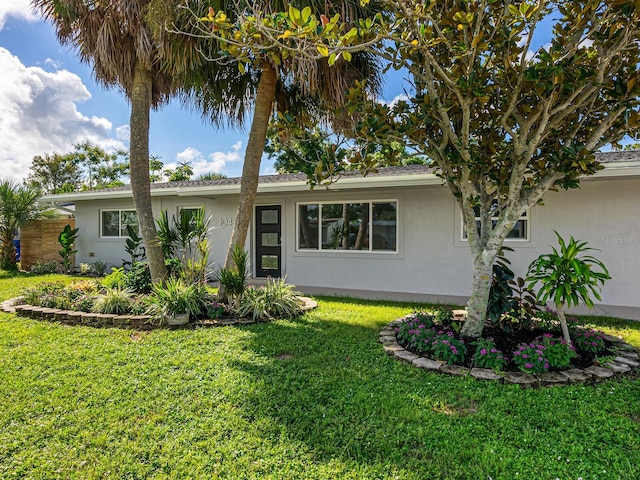 ranch-style house featuring a front yard