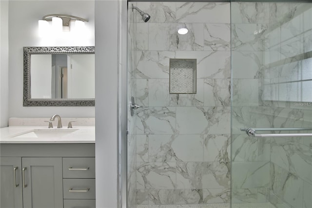 2912 Pinecrest Way, Sarasota, FL 34239 - bathroom featuring a shower stall and vanity