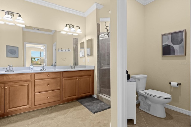 bathroom featuring tile patterned flooring, toilet, and ornamental molding