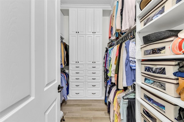 spacious closet with light wood-type flooring