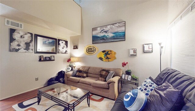 living room with wood-type flooring