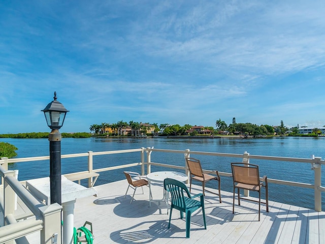 view of dock featuring a water view