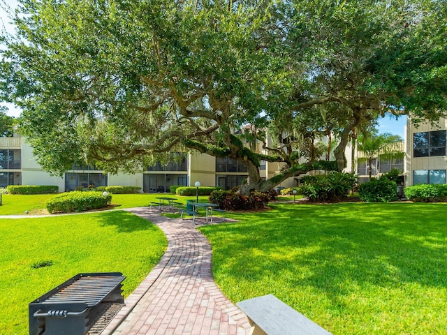 view of home's community with a lawn