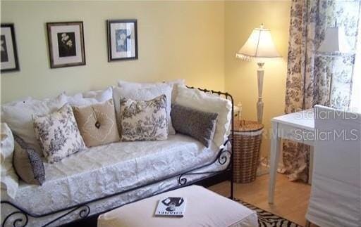 living room with hardwood / wood-style floors