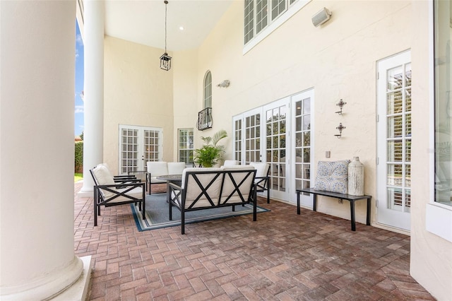 view of patio / terrace with outdoor lounge area and french doors