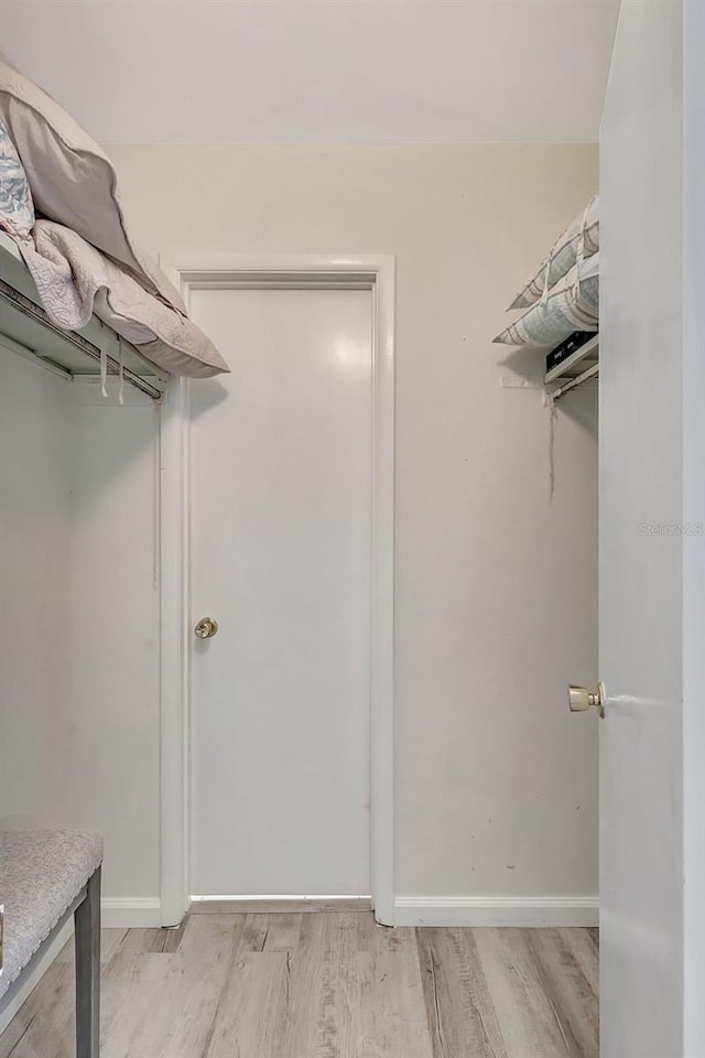 walk in closet featuring light hardwood / wood-style floors