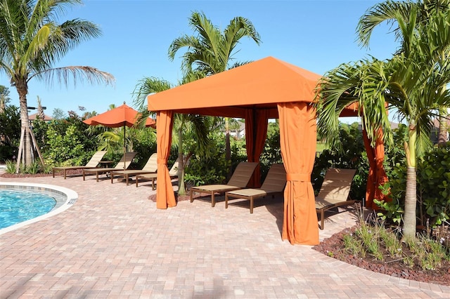 view of patio / terrace featuring a gazebo