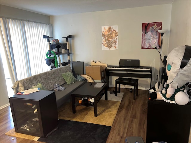 living room featuring dark hardwood / wood-style floors