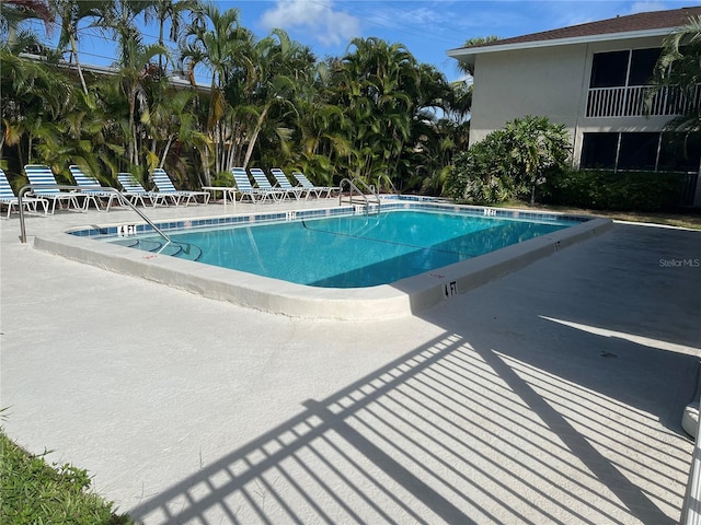 view of pool featuring a patio