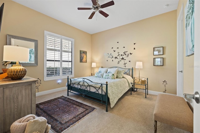 bedroom with carpet floors and ceiling fan