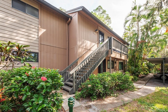 exterior space featuring stairway