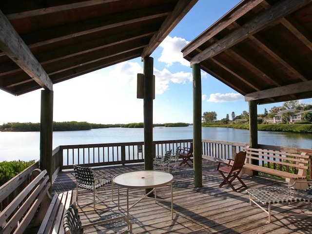 dock area with a water view