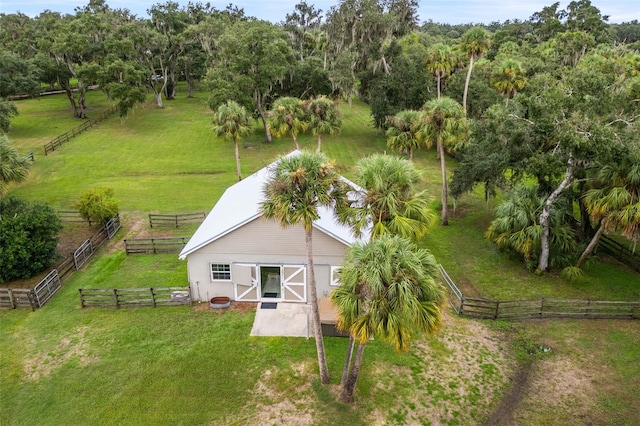 drone / aerial view with a rural view