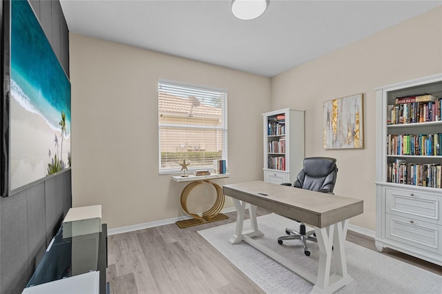 office space featuring light wood-type flooring