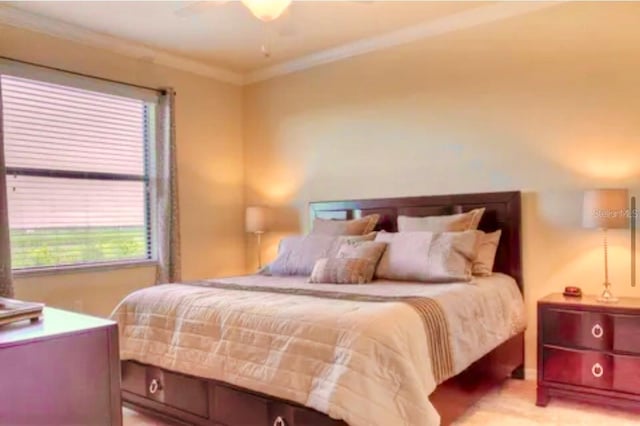 7005 River Hammock Dr Unit 404, Bradenton, FL 34212 - bedroom featuring crown molding and ceiling fan