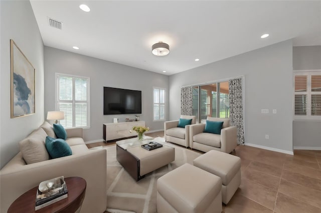 view of tiled living room