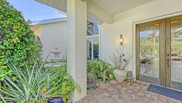 property entrance with french doors