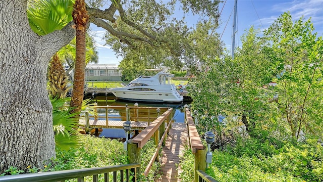 view of dock featuring a water view