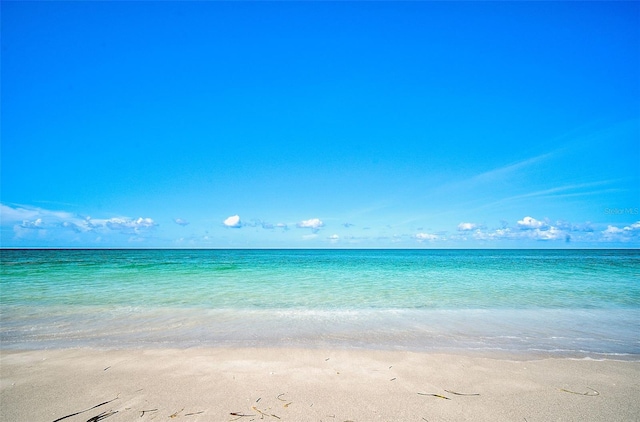 property view of water featuring a view of the beach