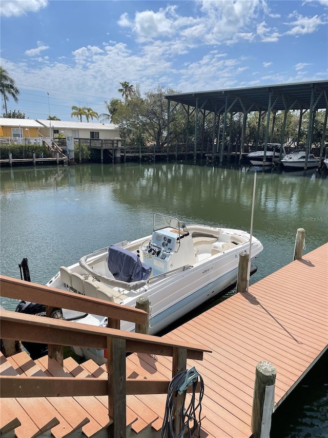 view of dock featuring a water view