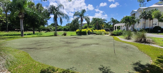 view of property's community featuring a yard