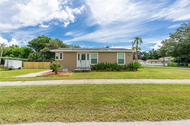 view of front of home with a front lawn