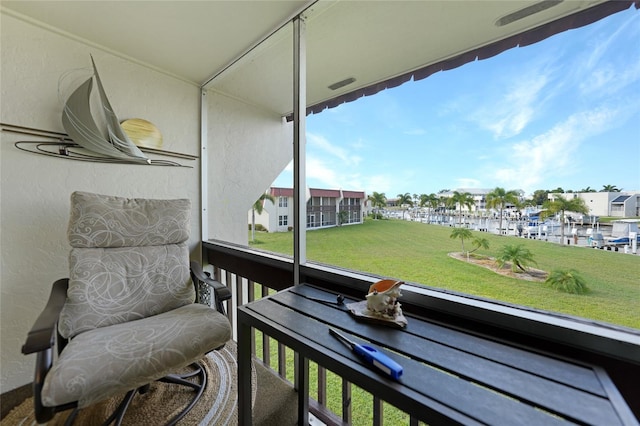 balcony with a water view