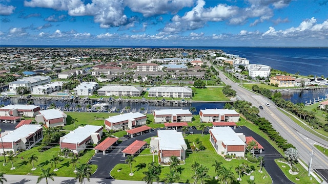 bird's eye view featuring a water view