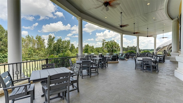 view of patio / terrace featuring ceiling fan