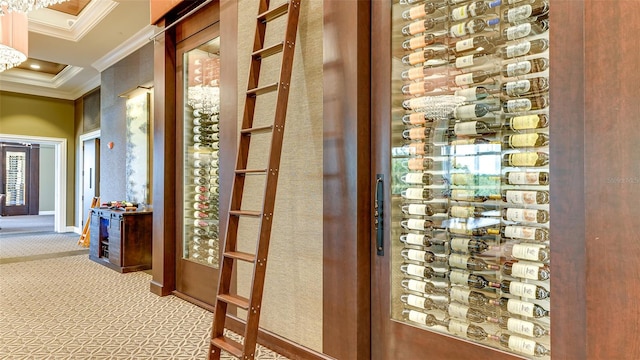 wine cellar with ornamental molding