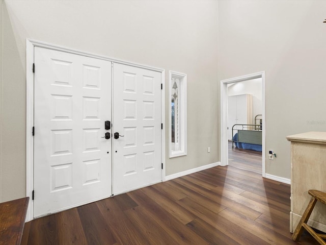 foyer with dark wood-type flooring