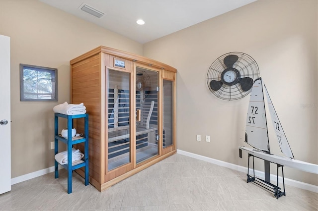 interior space with tile patterned flooring