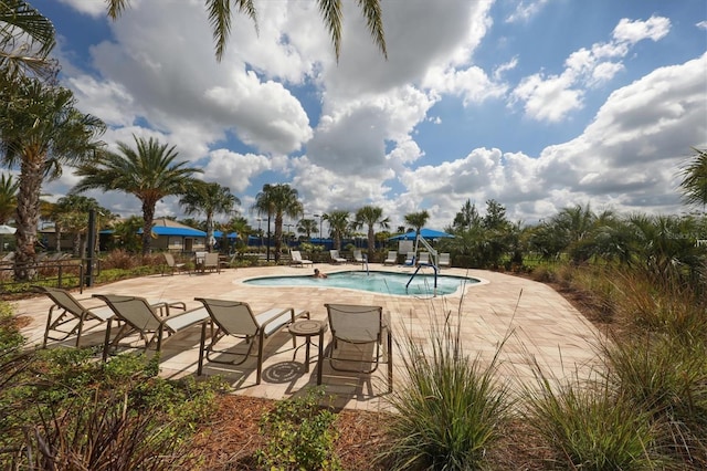 view of pool featuring a patio area