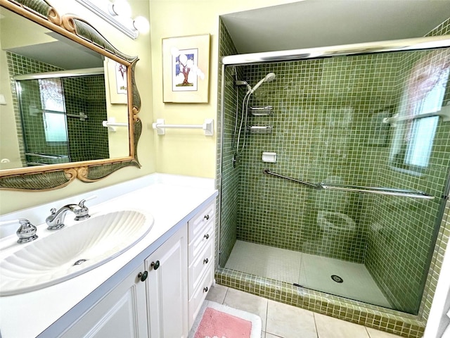 6812 11th Ave W Unit 6812, Bradenton, FL 34209 - bathroom with vanity, tile patterned floors, and a stall shower