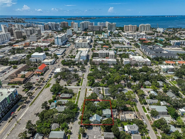 1663 4th St, Sarasota, FL 34236 - view of urban area with property boundaries highlighted and a nearby body of water