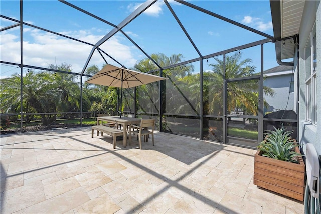 view of patio with a lanai