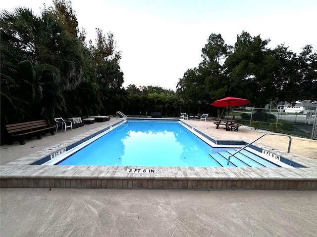 view of pool featuring a patio area