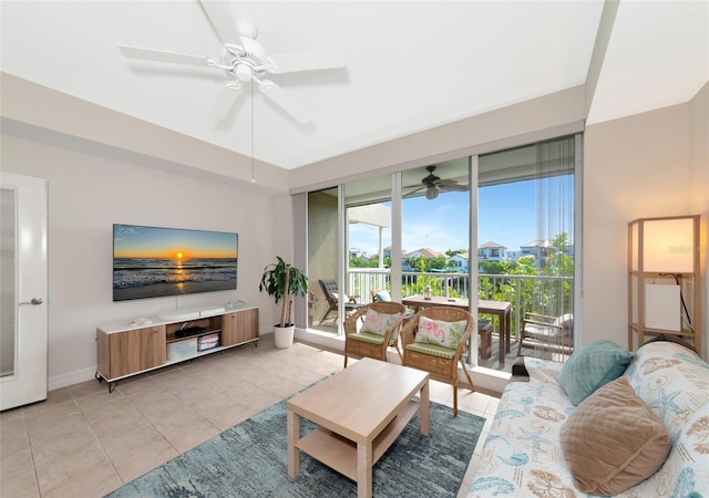 553 Bahia Beach Blvd, Ruskin, FL 33570 - tiled living room with ceiling fan