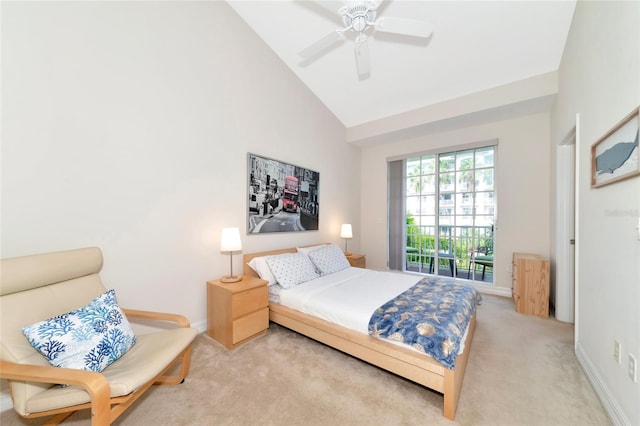 553 Bahia Beach Blvd, Ruskin, FL 33570 - carpeted bedroom featuring high vaulted ceiling and ceiling fan